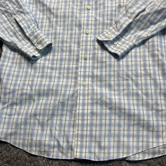 Jos A Bank Shirt Mens Medium Blue Plaid Stripe Long Sleeve Traveler Casual - Picture 4 of 7